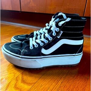Women’s vans old school, platform, high tops!  Size 8.